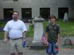 Justin and I are standing in front of Paul Revere's grave in Granary Cemetary in Boston.