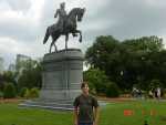 Justin standing in front of a Monument to Independance.   Can you make out the stiff wind in the background?