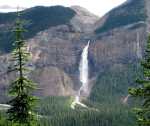 Takakkaw Falls (Cree word for "it is magnificent") in Yoho is the second-highest waterfall in western Canada.  The hike was great because you passed a bend and the water noise gradually stops like a water faucet.  You then hit a switchback and here it comes again.