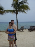 Paul and Heather on the beach at Xcaret eco-park in Cozumel