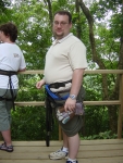 Paul gets a harness for the canopy tour.