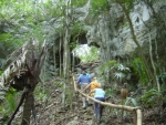 We stopped to climb up to a very narrow cave entrance, to see the mayan pottery artifacts preserved inside.