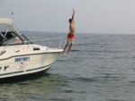 Justin loves to jump off of the boat!