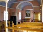 Inside the old Reykholt church. Protestant churches in Iceland are famous for blue ceilings with stars.